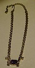 Vintage all rhinestone choker necklace purple stone