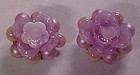 Vintage lavender cluster button  clip earings