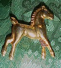 Vintage brass tone metal pony pin