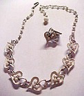 Sweet vintage linked  white hearts choker and earrings