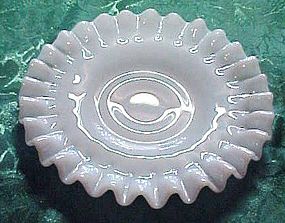 Vintage Fenton white hobnail saucer with crimped edge