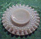 Vintage Fenton white hobnail saucer with crimped edge