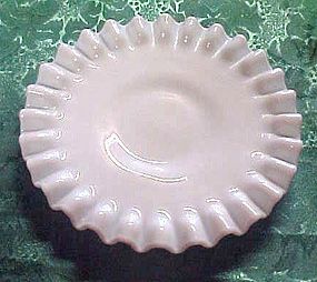 Vintage Fenton white hobnail ruffled saucer