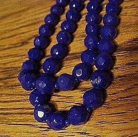 Antiquue double strand cobalt blue glass bead necklace