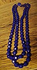 Antiquue double strand cobalt blue glass bead necklace