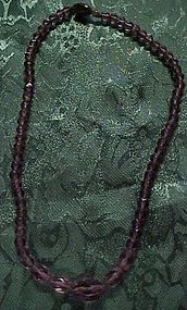 Antique Czechoslovakia purple glass beads necklace