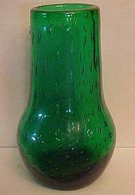 Murano emerald green controlled bubble art glass vase