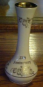 25th Anniversary platinum trim porcelain bud vase