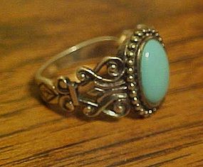 Sterling 925 NV silver and turquoise ring size 10