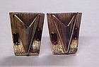 Vintage gold tone cuff links with topaz rhinestone