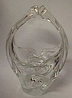 Czechoslovakia hand blown split handle art glass basket