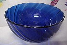 Duralex France cobalt blue swirl cereal soup bowl
