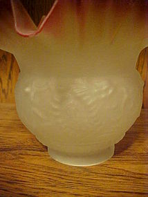 Ruffled mauve white satin replacement glass lamp shade