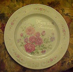 Beautiful Enesco 25th anniversary plate Betty Whiteaker