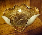 Awesome Murano art glass bowl brown tan mica swirl