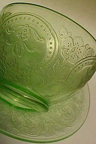 Indiana Green depression Horseshoe cup and saucer