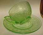 Indiana Green depression Horseshoe cup and saucer