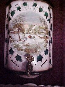 Three pc ceramic Lavabo  wall pocket  Currier & Ives