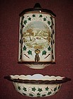 Three pc ceramic Lavabo  wall pocket  Currier & Ives