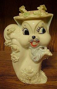 Vintage Spaghetti trim Squirrel figurine with fancy hat