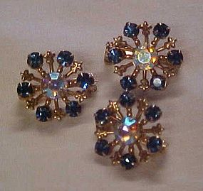 Vintage blue rhinestone scatter pin set