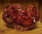 Large Murano Cranberry cased art glass cigar ashtray