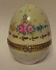 Hand painted florals porcelain egg trinket box