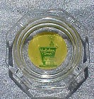 Vintage Holiday Inn glass ashtray green & yellow logo