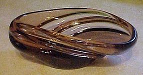 Hand blown brown art glass bowl polished bottom