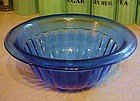 Hazel Atlas cobalt blue ribbed mixing bowl 9 1/2"