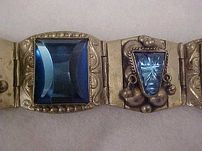 Vintage Taxco sterling bracelet magnificent blue stones