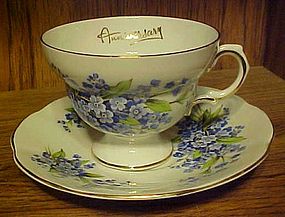 Vintage Rosina forget-me-nots cup n saucer ANNIVERSARY