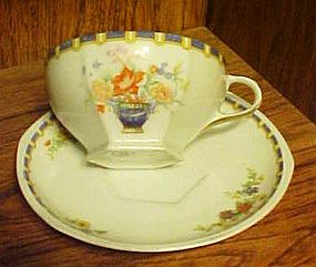 MZ Altrohlau Czechoslovakia cup saucer urn and flowers