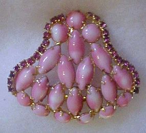 Vintage Pink Bell brooch with rhinestones