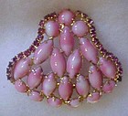 Vintage Pink Bell brooch with rhinestones