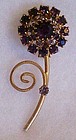 Vintage purple amethyst rhinestone flower pin