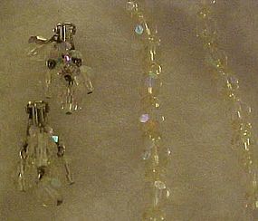 Vintage Aurora Borealis  crystal necklace and earrings