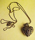 Gorgeous marcasite and amethyst heart locket and chain