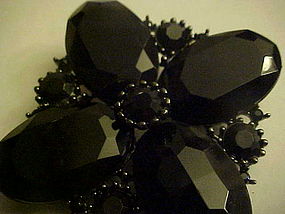 Large black faux onyx stone pin