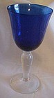 Gibson Colonial cobalt blue water goblet clear stem
