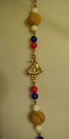 Vintage red white & blue sailboat necklace
