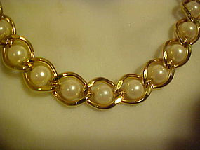 Quality faux pearl links choker necklace