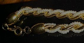 Vintage Trifari gold link necklace w/  faux seed pearls