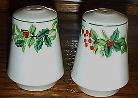 Holly berries and Ivy porcelain salt and pepper shakers