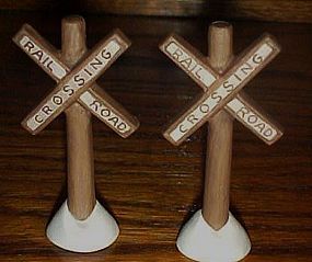 2 Lefton Colonial Village  porcelain R/R crossing signs