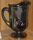 Indiana Harvest  blue carnival glass water pitcher