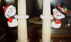 Vintage porcelain snowmen candle climbers