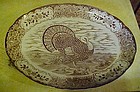 Large vintage  oval turkey platter brown transferware