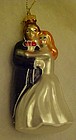 Blown glass bride and groom Christmas ornament