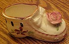 Vintage hand painted ceramic shoe with rose Japan